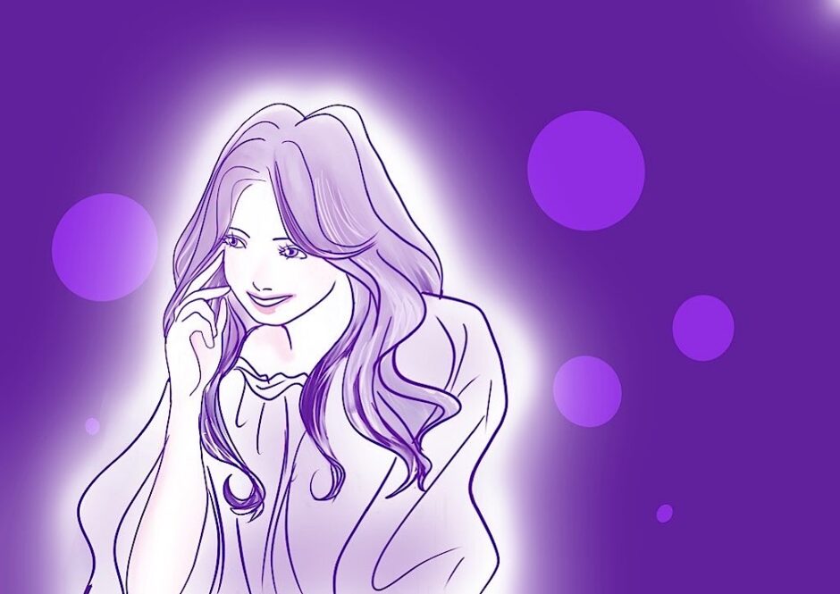 Purple and woman illustration