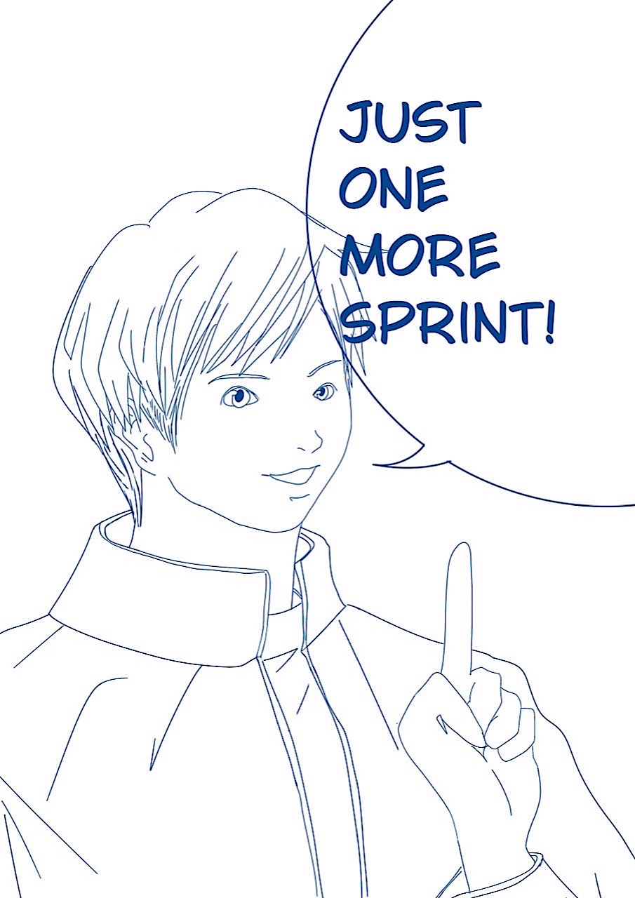 A boy who proposes to sprint just one more time